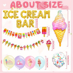 59pcs Ice Cream Party Decorations Large Ice Cream Balloon Summer Sweet Ice Cream