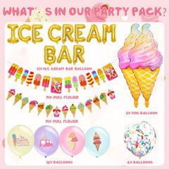59pcs Ice Cream Party Decorations Large Ice Cream Balloon Summer Sweet Ice Cream