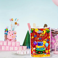 10pcs Happy Birthday Party Plastic Gift Bags - Colorful Printed
