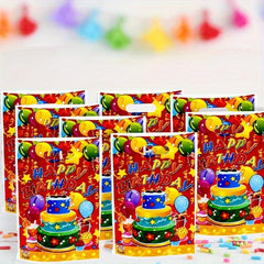 10pcs Happy Birthday Party Plastic Gift Bags - Colorful Printed