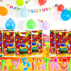 10pcs Happy Birthday Party Plastic Gift Bags - Colorful Printed