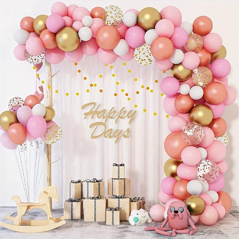 104pcs Golden Pink Balloon Garland Arch Set
