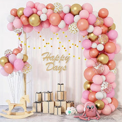 104pcs Golden Pink Balloon Garland Arch Set