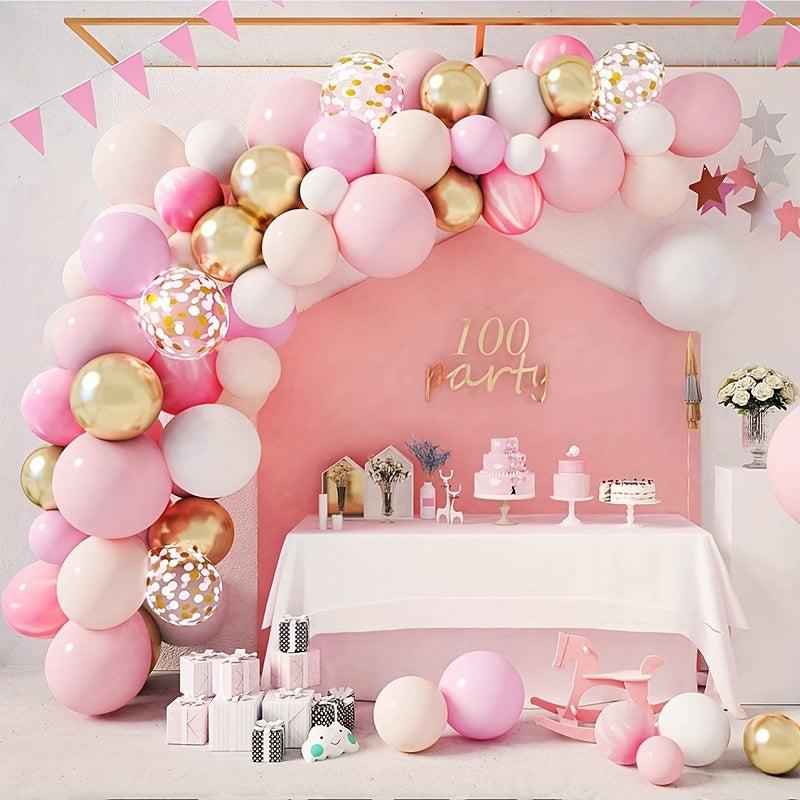 104pcs Golden Pink Balloon Garland Arch Set