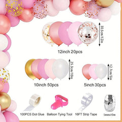 104pcs Golden Pink Balloon Garland Arch Set