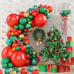85pcs Christmas Balloon Arch Set Red Green Golden Yellow Star Balloons