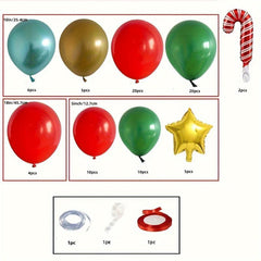 85pcs Christmas Balloon Arch Set Red Green Golden Yellow Star Balloons