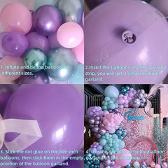 Mermaid Balloon Garland Set Party Decoration with Metallic Purple Pink Balloons