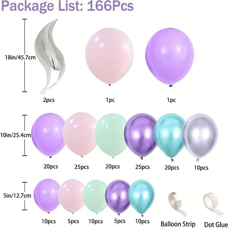 Mermaid Balloon Garland Set Party Decoration with Metallic Purple Pink Balloons