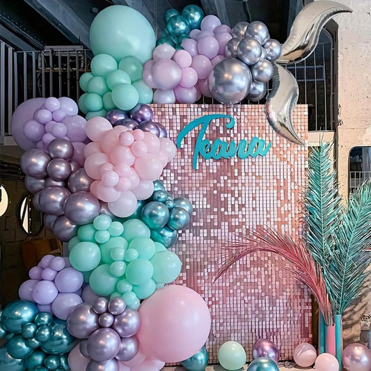 Mermaid Balloon Garland Set Party Decoration with Metallic Purple Pink Balloons