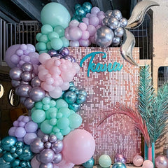 Mermaid Balloon Garland Set Party Decoration with Metallic Purple Pink Balloons