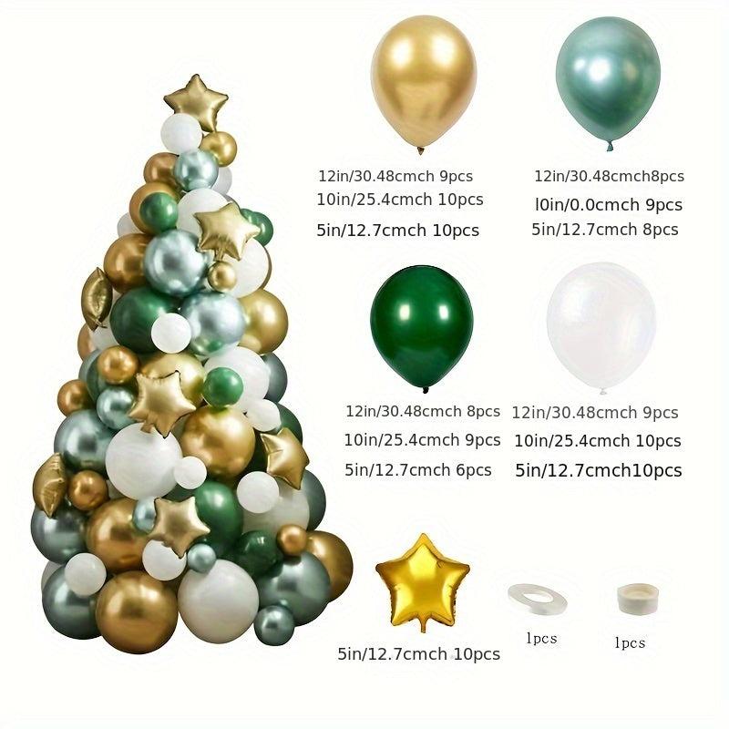118pcs Christmas Tree Latex Balloon Combo Red Green Year Party Decor