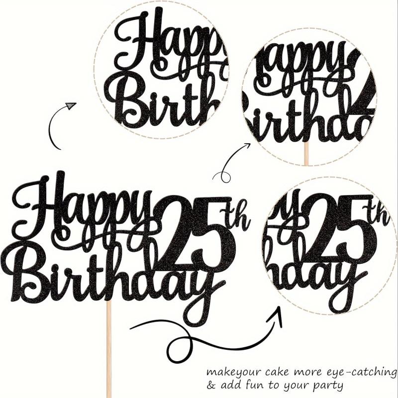 Happy 25th Birthday Cake Topper Glitter Cheers Fabulous Cake Decoration