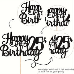 Happy 25th Birthday Cake Topper Glitter Cheers Fabulous Cake Decoration