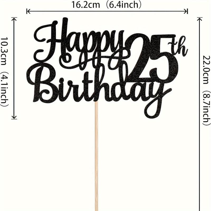 Happy 25th Birthday Cake Topper Glitter Cheers Fabulous Cake Decoration