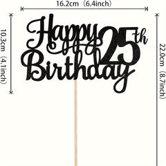 Happy 25th Birthday Cake Topper Glitter Cheers Fabulous Cake Decoration