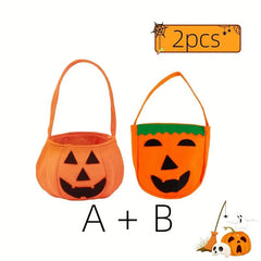 2pcs Halloween Pumpkin Candy Bags Non-Woven Fabric Handheld Party Supplies