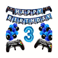 Gamepad Birthday Party Number Balloon Pull Flag Set
