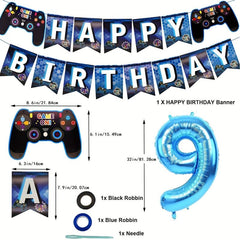 Gamepad Birthday Party Number Balloon Pull Flag Set