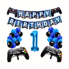 Gamepad Birthday Party Number Balloon Pull Flag Set