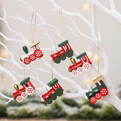 6pcs Wooden Small Train Ornament Party Gift