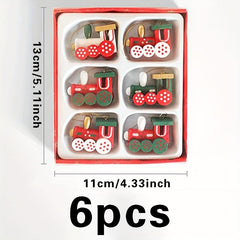 6pcs Wooden Small Train Ornament Party Gift