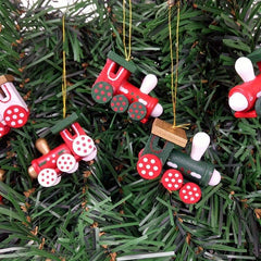 6pcs Wooden Small Train Ornament Party Gift