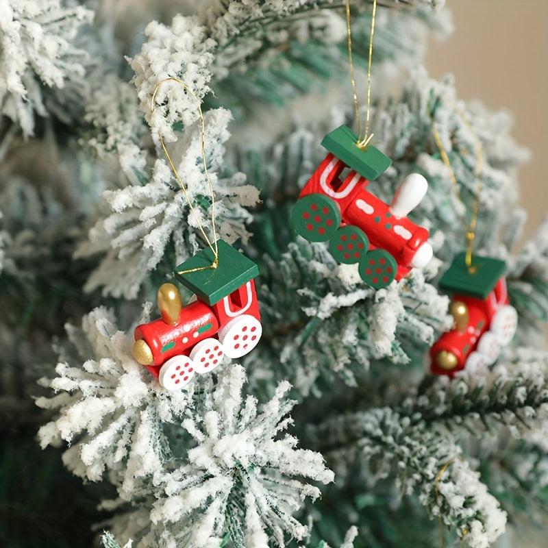 6pcs Wooden Small Train Ornament Party Gift