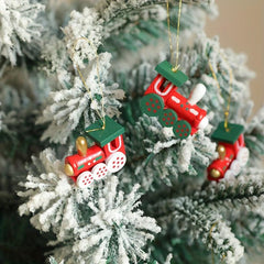 6pcs Wooden Small Train Ornament Party Gift