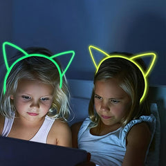 Glowing Cat Ears Hairband Luminous Hairband Women Birthday Headwear