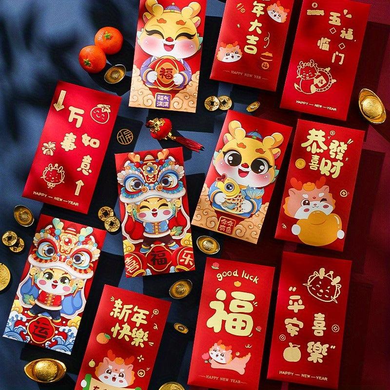 6pcs Dragon Year Red Envelope Bag Lucky Universal Red Envelope