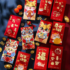 6pcs Dragon Year Red Envelope Bag Lucky Universal Red Envelope