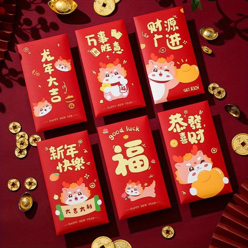 6pcs Dragon Year Red Envelope Bag Lucky Universal Red Envelope
