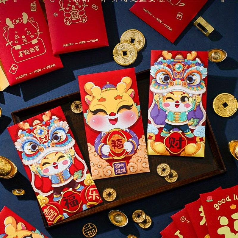 6pcs Dragon Year Red Envelope Bag Lucky Universal Red Envelope