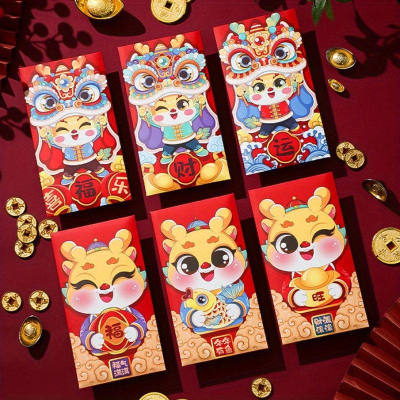 6pcs Dragon Year Red Envelope Bag Lucky Universal Red Envelope