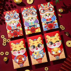 6pcs Dragon Year Red Envelope Bag Lucky Universal Red Envelope