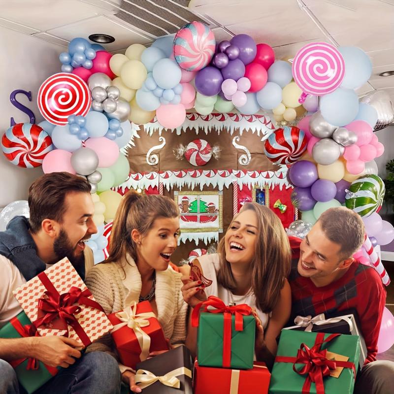 158pcs Christmas Balloon Garland Arch Kit Christmas Candy Balloons Arch