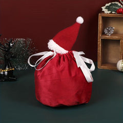 10pcs Christmas Candy Bag Santa Claus Gift Bag Party Flannelette Drawstring