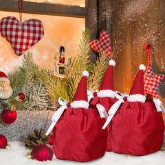 10pcs Christmas Candy Bag Santa Claus Gift Bag Party Flannelette Drawstring