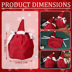 10pcs Christmas Candy Bag Santa Claus Gift Bag Party Flannelette Drawstring