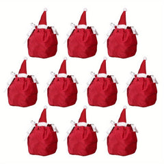 10pcs Christmas Candy Bag Santa Claus Gift Bag Party Flannelette Drawstring