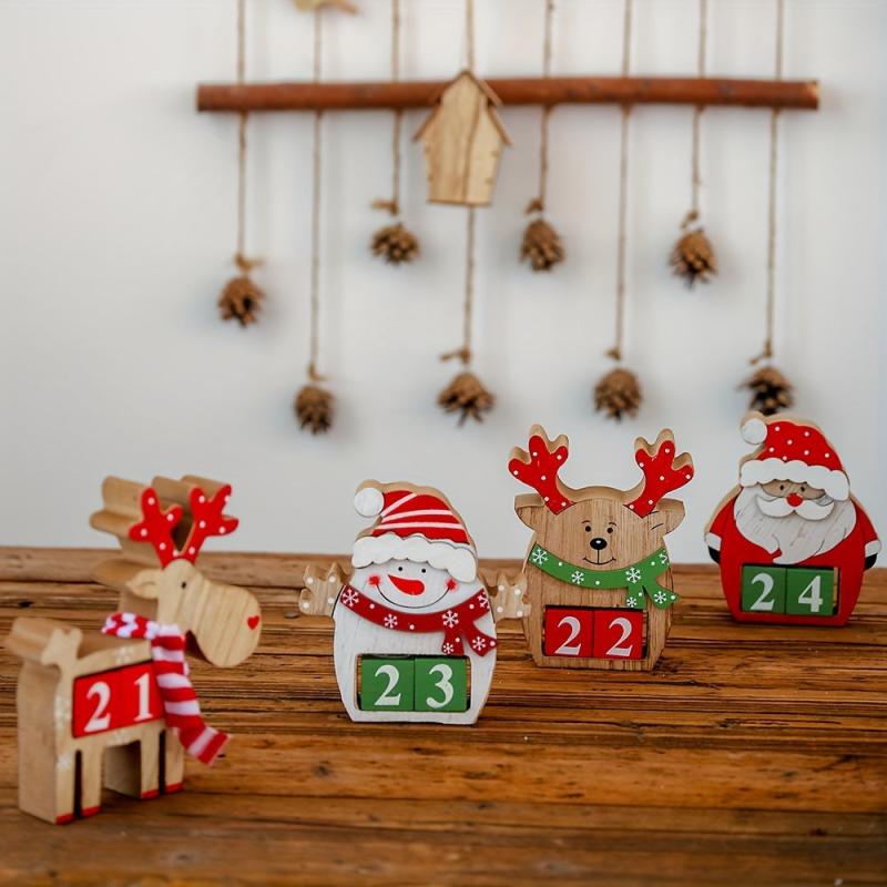 Desktop Christmas DIY Calendar Countdown Decoration Wooden Christmas Signs