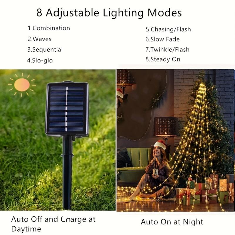 Solar Christmas Star String Light 180 LEDs Waterproof
