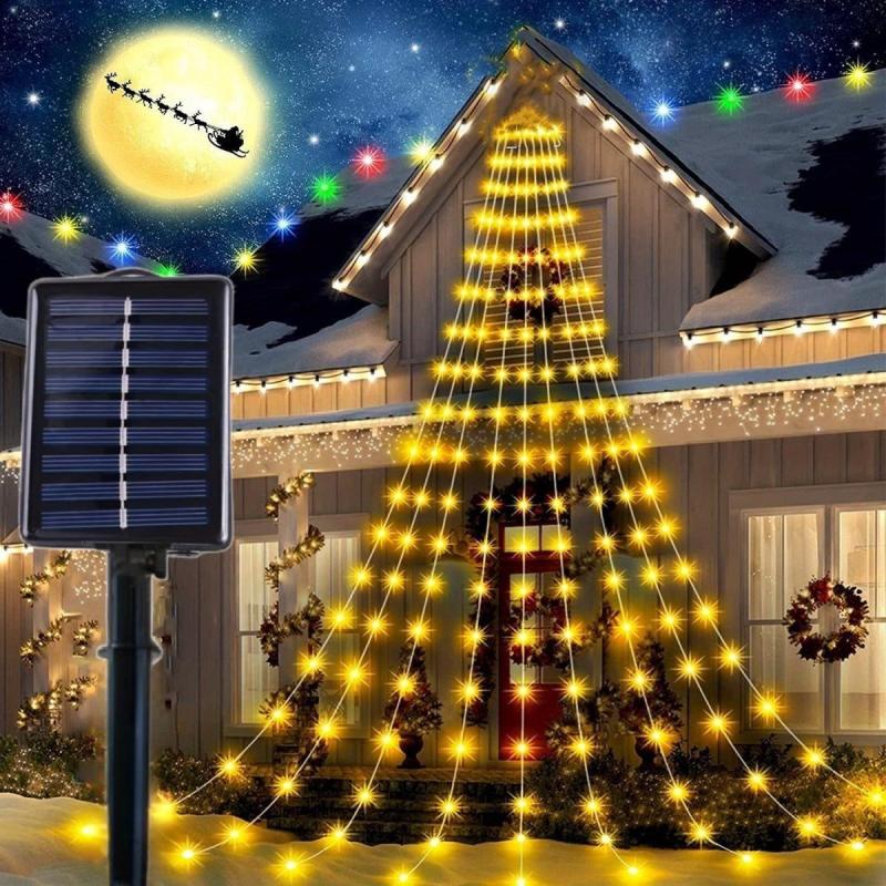 Solar Christmas Star String Light 180 LEDs Waterproof