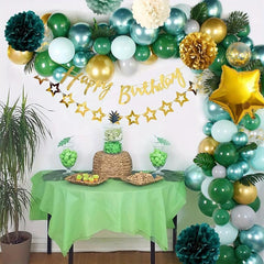 53pcs Birthday Balloon Arch Green Golden Party Decor For Boys Girls