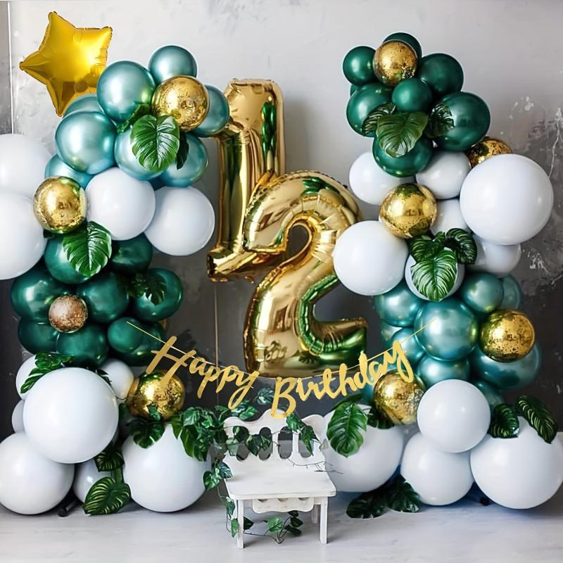 53pcs Birthday Balloon Arch Green Golden Party Decor For Boys Girls