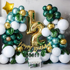 53pcs Birthday Balloon Arch Green Golden Party Decor For Boys Girls