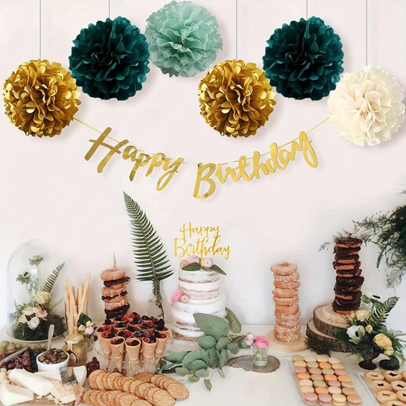 53pcs Birthday Balloon Arch Green Golden Party Decor For Boys Girls