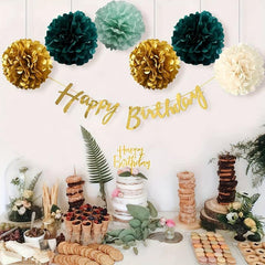 53pcs Birthday Balloon Arch Green Golden Party Decor For Boys Girls