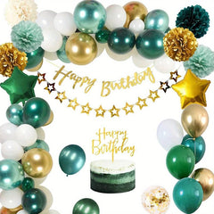 53pcs Birthday Balloon Arch Green Golden Party Decor For Boys Girls